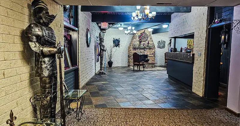 Interior of the castle themed hotel in Regent, North Dakota. 