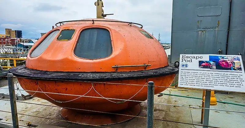 Escape pod on the Ocean Star Oil Rig & Museum