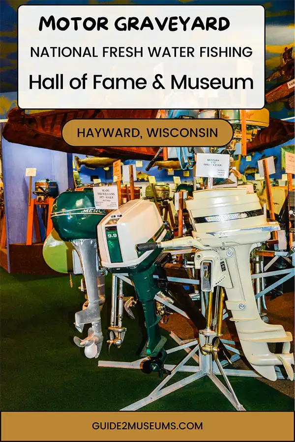 Motor graveyard at the National Fresh Water Fishing Hall of Fame & Museum | #wisconsin #fishing #museums #travel #halloffame #giantmusky