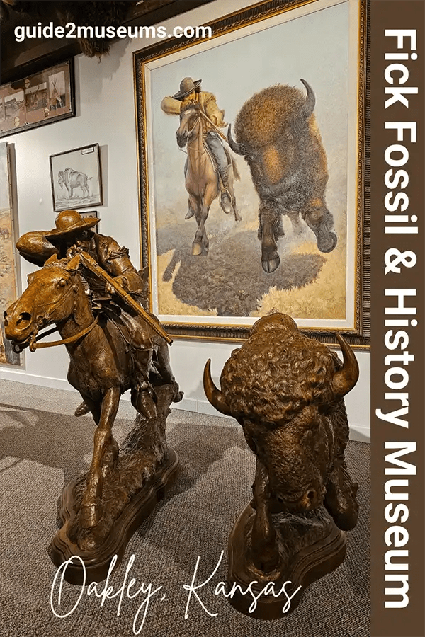 Bronze statue of Buffalo Bill and his horse, Brighan, in the Fick Fossil & History Museum. 