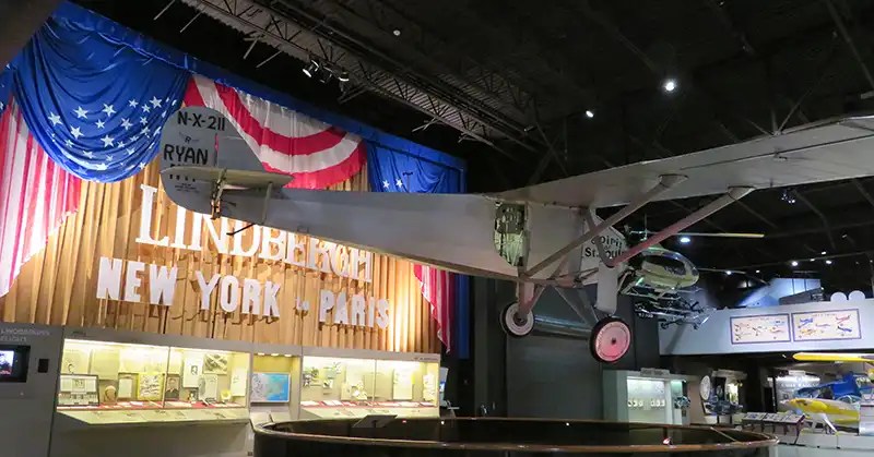 Spirit of St. Louis replica airplane in the EAA Aviation Museum
