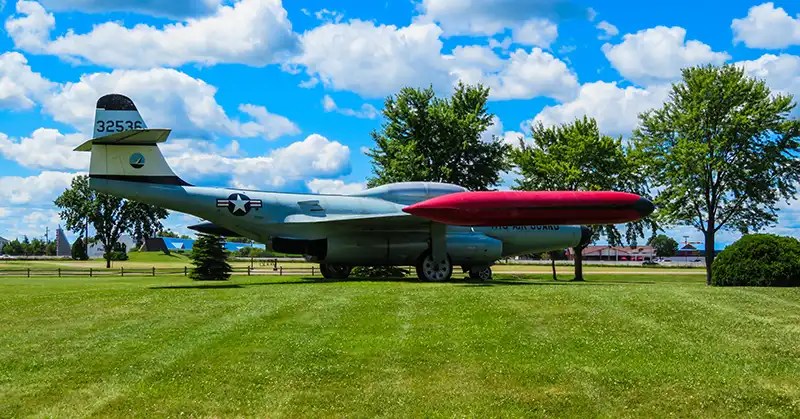 Northrop F89 Scorpion airplane at the EAA Aviation Museum in the EAA Airventure Museum collection. 