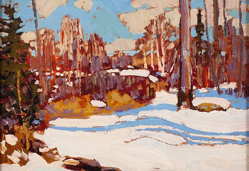 Woods in Winter painted by Tom Thomson. 