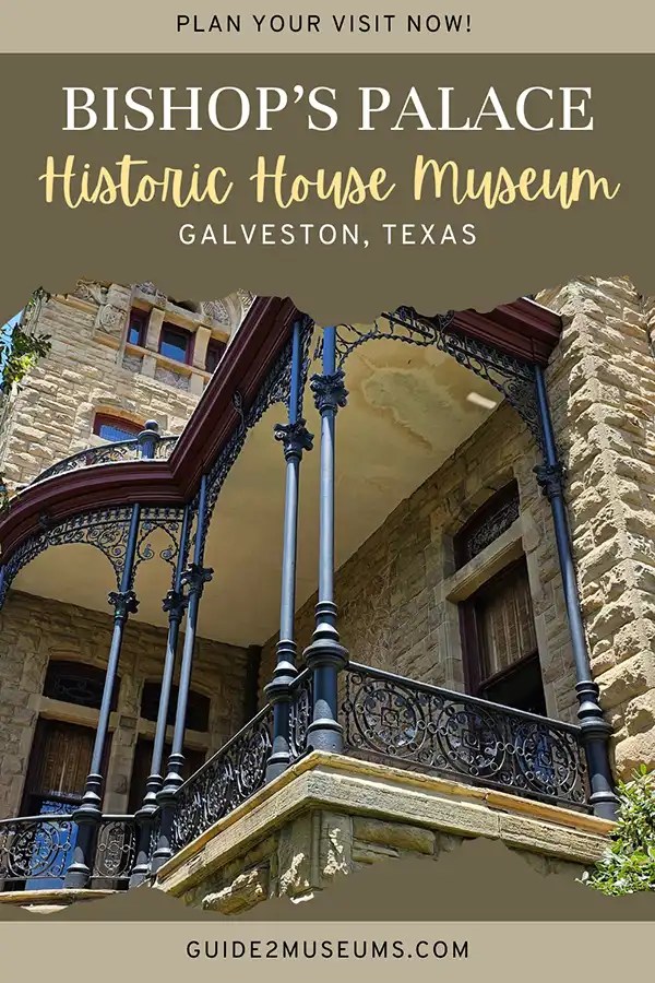 Balcony with black wrought iron on the exterio of the Bishop's Palace in Galveston, Texas. | #museums #historichouses | travel 