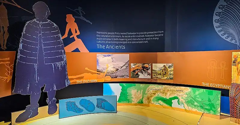 The Ancients display on the origins of shoes.