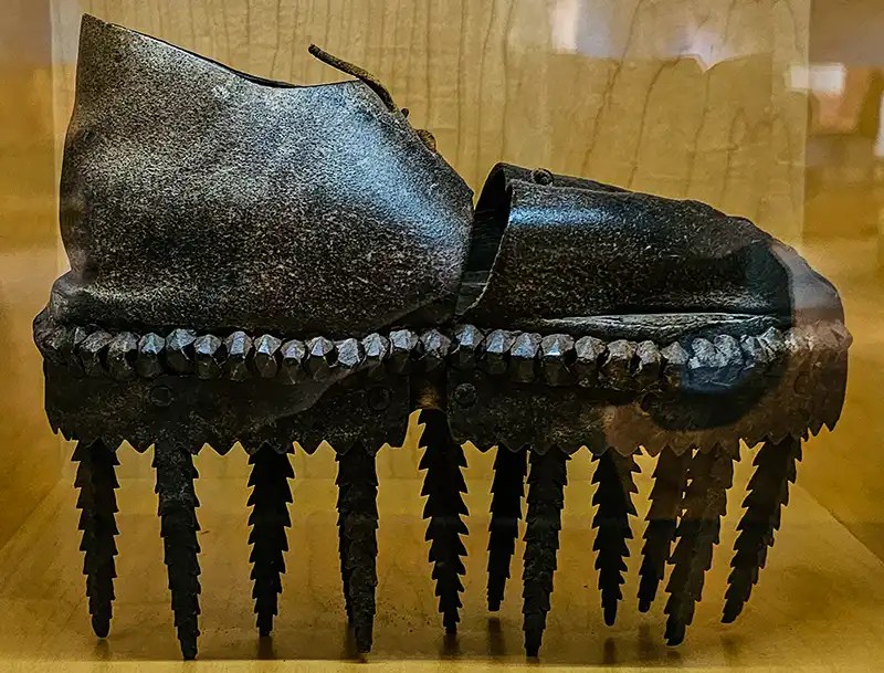 Chestnut Crushing Clog worn in the Haute-Ardeche region of Auvergne, France, in the 19th century. 