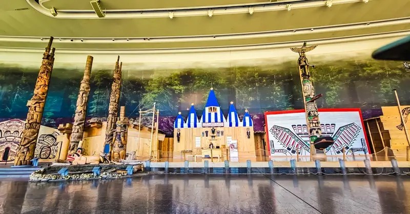Totem poles in the Grand Hall of the Canadian Museum of History. 