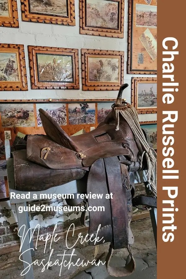 Charlie Russell prints and locally donated historical saddles at the Jasper Cultural & Historical Centre