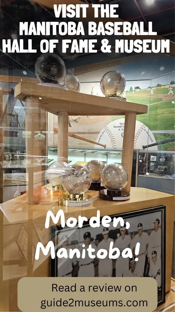 Displays of baseballs from historic games at the Manitoba Baseball Hall of Fame & Museum