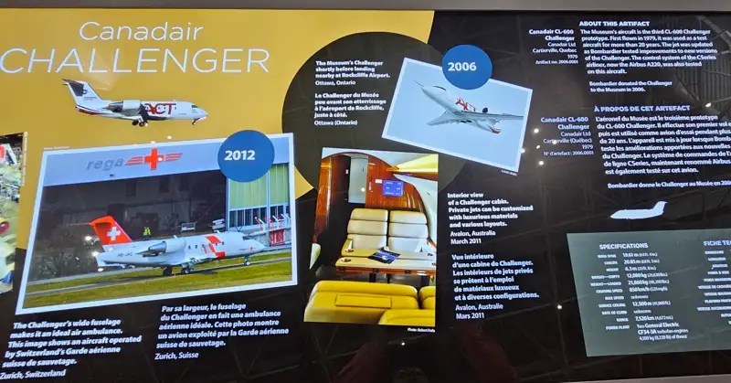 Canadair Challenger information board.