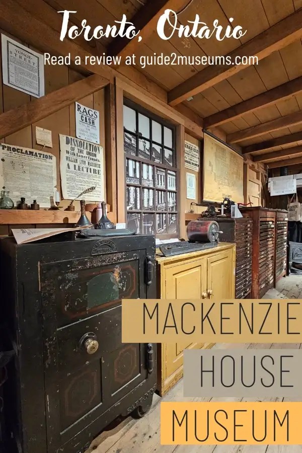 Cupboards in the printing press area of Mackenzie House in Toronto.