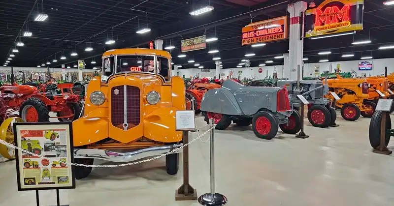 Vintage tractor display with 1930s/40s tractors at the Keystone Truck & Tractor Museum in Colonial Heights, Virginia